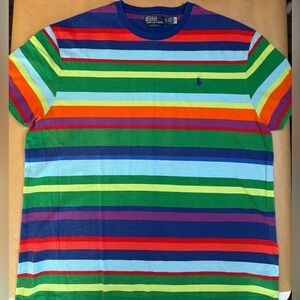 Mens Large XL (T6) Polo Ralph Lauren Classic Fit Rainbow Striped Short Sleeve